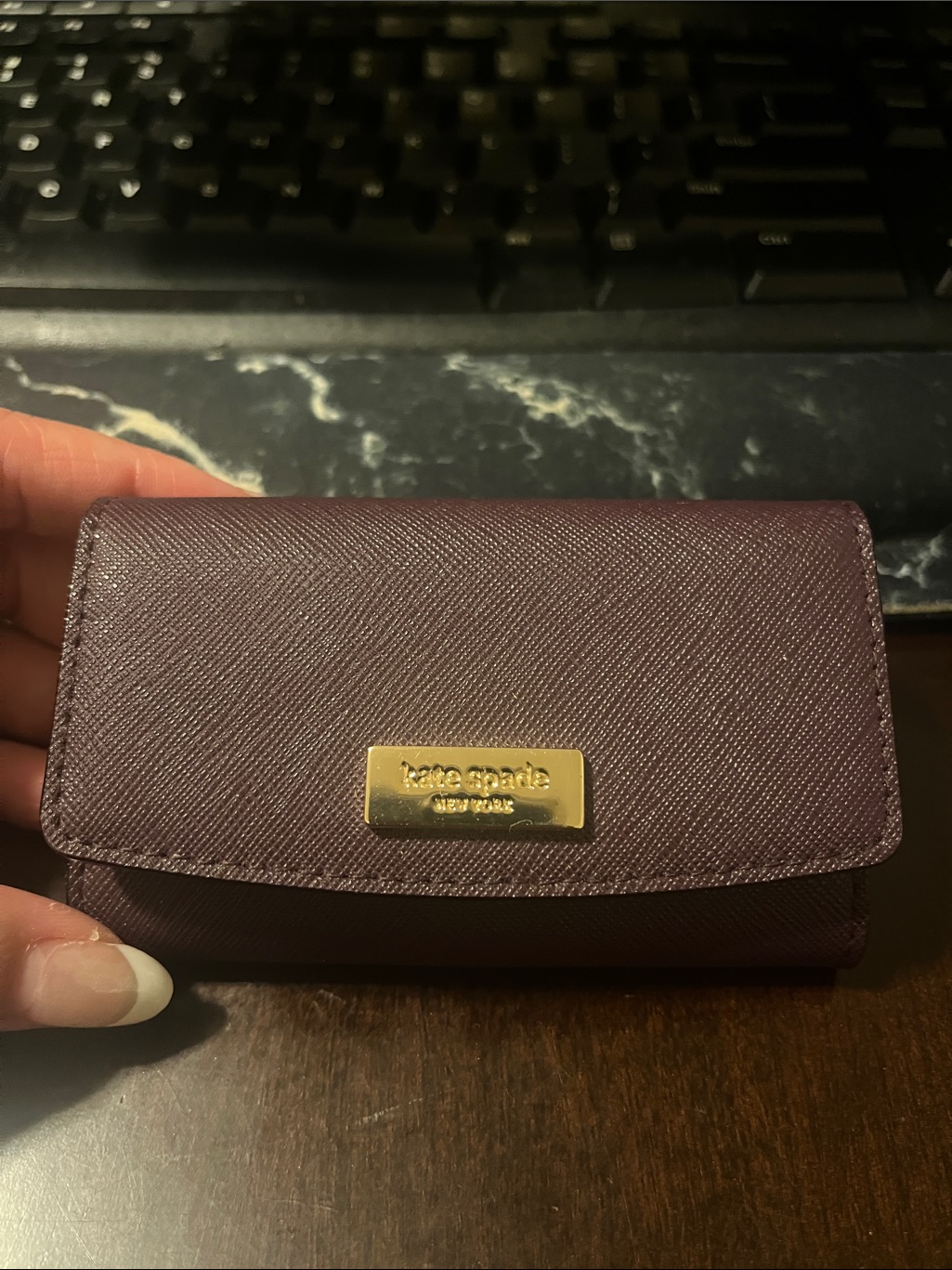 Kate Spade Plum Saffiano Leather 4 Key Holder And Card Holder